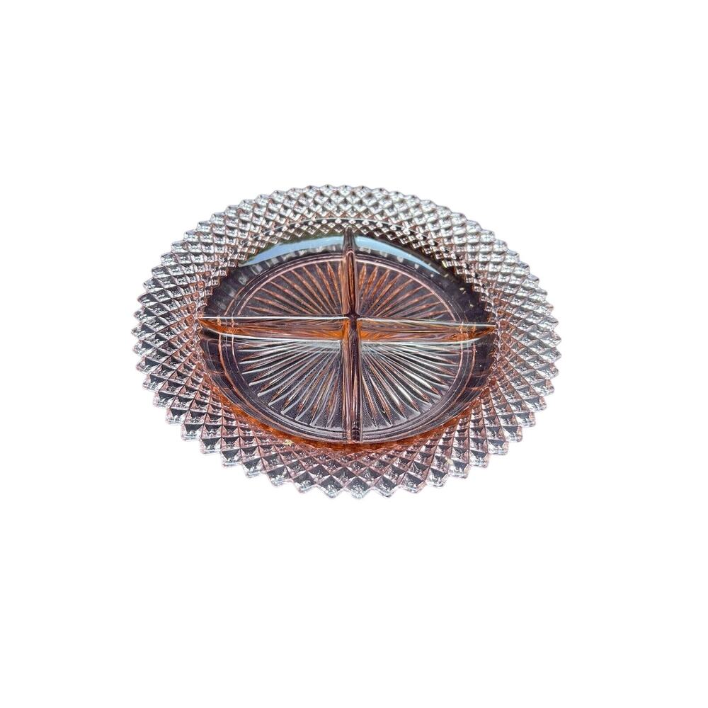 Vintage Anchor Hocking Miss America Pink Depression Glass 4-Section Relish Dish